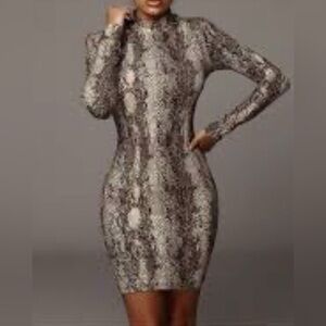 Jluxlabel Snakeskin Print Long Sleeve Dress Size small